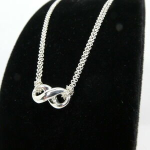 TIFFANY Co Infinity Pendant Two Strand Sterling Silver Necklace